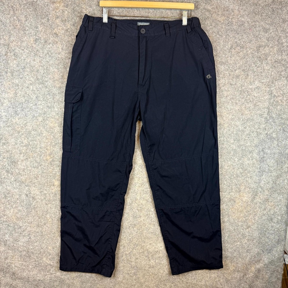 Craghoppers Kiwi Classic Pants Men 38S Black Cotton Cargo Pockets Hiking Outdoor